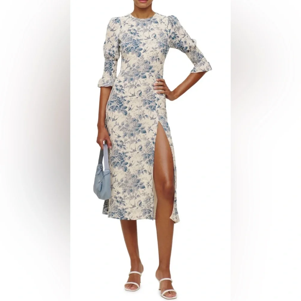 Reformation Carolena Dress Pompadour Size 8 - Picture 3 of 10